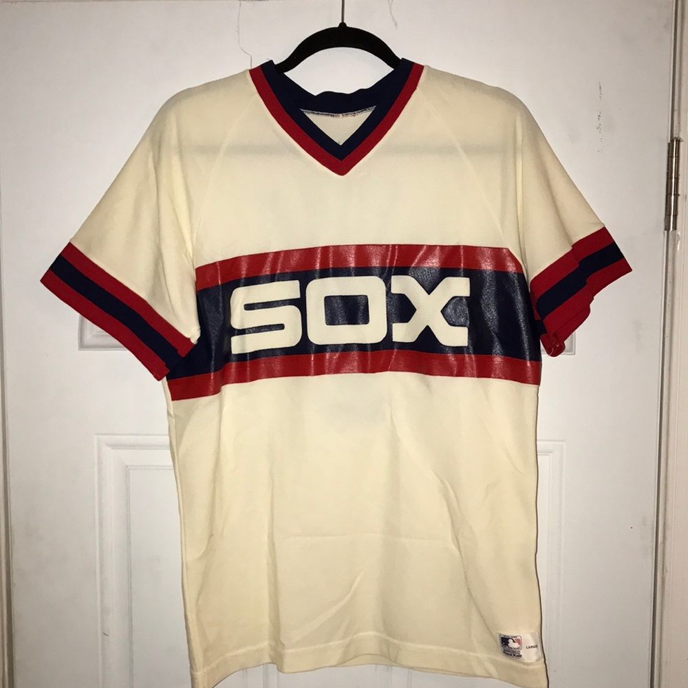 Vintage sand knit Men's White Sox baseball jersey